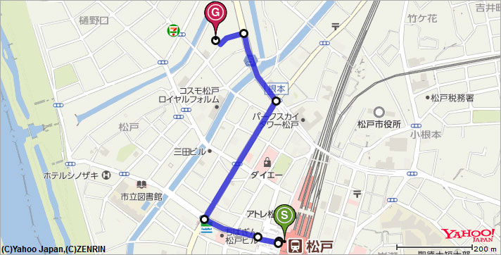 JR松戸駅から徒歩で山和機工までの道のり